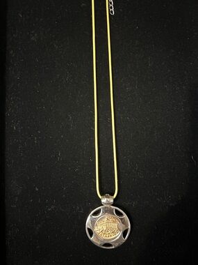 Two-Tone Round Pendant Necklace in Yellow and Silver